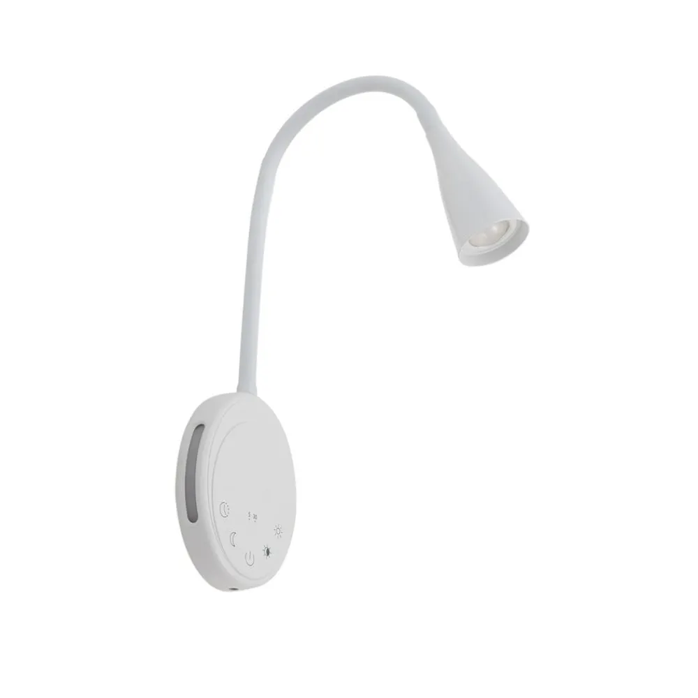 Lindby Væglamper|Væglamper > LED-læselampe Zayna, hvid, CCT, USB, dæmpbar, timer