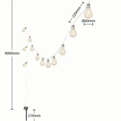Dekorationsbelysning|Solcellelamper ^ Lindby LED-lyskæde Lampini, 200 cm, sort, IP44