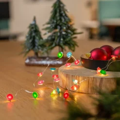 Lindby Dekorationsbelysning|Julepynt > LED lyskæde Motje, kugler, rød, grøn, 320 cm