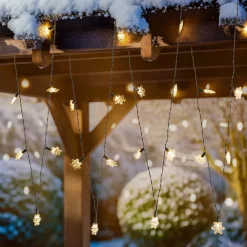 Lindby Dekorationsbelysning|Julepynt > LED lyskæde Parrik, snefnug, 620 cm, IP44
