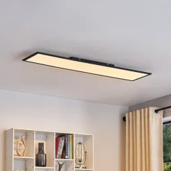 Lindby Arbejdsrum/Kontor|Loftlamper > LED-panel Lamin, sort, 120 cm, CCT, dæmpbar, fjernbetjening