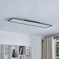 Lindby Arbejdsrum/Kontor|Loftlamper > LED-panel Lamin, sort, 120 cm, CCT, dæmpbar, fjernbetjening