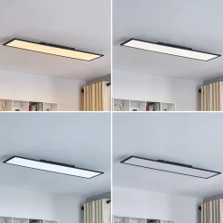 Lindby Arbejdsrum/Kontor|Loftlamper > LED-panel Lamin, sort, 120 cm, CCT, dæmpbar, fjernbetjening