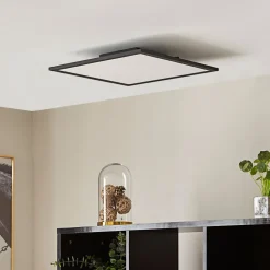 Arbejdsrum/Kontor|Gang ^ Lindby LED-panel Lamin, sort, 40 cm, CCT, dæmpbar, fjernbetjening