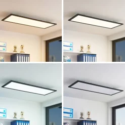Lindby Arbejdsrum/Kontor|Gang > LED-panel Nelios, 80 x 30 cm, CCT, sort, metal