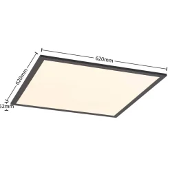Lindby Arbejdsrum/Kontor|Loftlamper > LED-panel Nelios, 62 x 62 cm, CCT, sort, metal