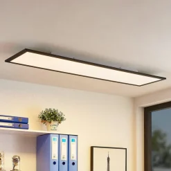 Gang|Loftlamper ^ Lindby LED-panel Nelios, 120 x 30 cm, 4000K, sort, metal