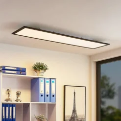 Gang|Loftlamper ^ Lindby LED-panel Nelios, 120 x 30 cm, 4000K, sort, metal