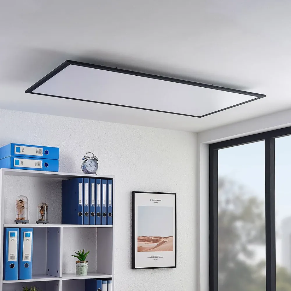 Lindby Arbejdsrum/Kontor|Gang > LED-panel Nelios, 120 x 60 cm, 4000K, sort, metal