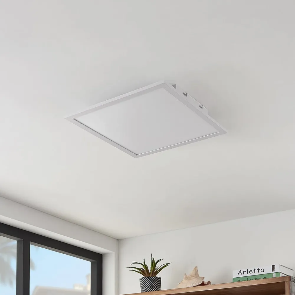 Arbejdsrum/Kontor|Loftlamper ^ Lindby LED-panel Quais, 40 x 40 cm, hvid, aluminium, 4.000K