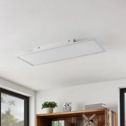 Arbejdsrum/Kontor|Loftlamper ^ Lindby LED-panel Quais, 80 x 30 cm, hvid, metal, 4.000K
