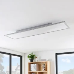 Lindby Arbejdsrum/Kontor|Gang > LED-panel Stenley, 4.000 K, 120 cm x 30 cm, sølv/hvid