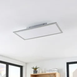 Lindby Arbejdsrum/Kontor|Gang > LED-panel Stenley, 4.000 K, 60 cm x 30 cm, sølv/hvid