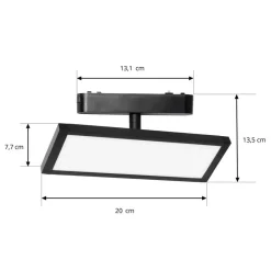Lindby Skinnesystem > LED-panel 48V Lumaro, sort, aluminium, længde 20 cm, dæmpbar