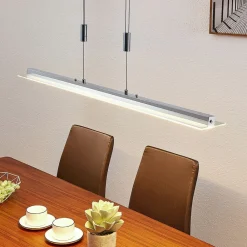 Arbejdsrum/Kontor|Pendellamper ^ Lindby LED-pendellampe Sladja, krom, glas, touchdæmper