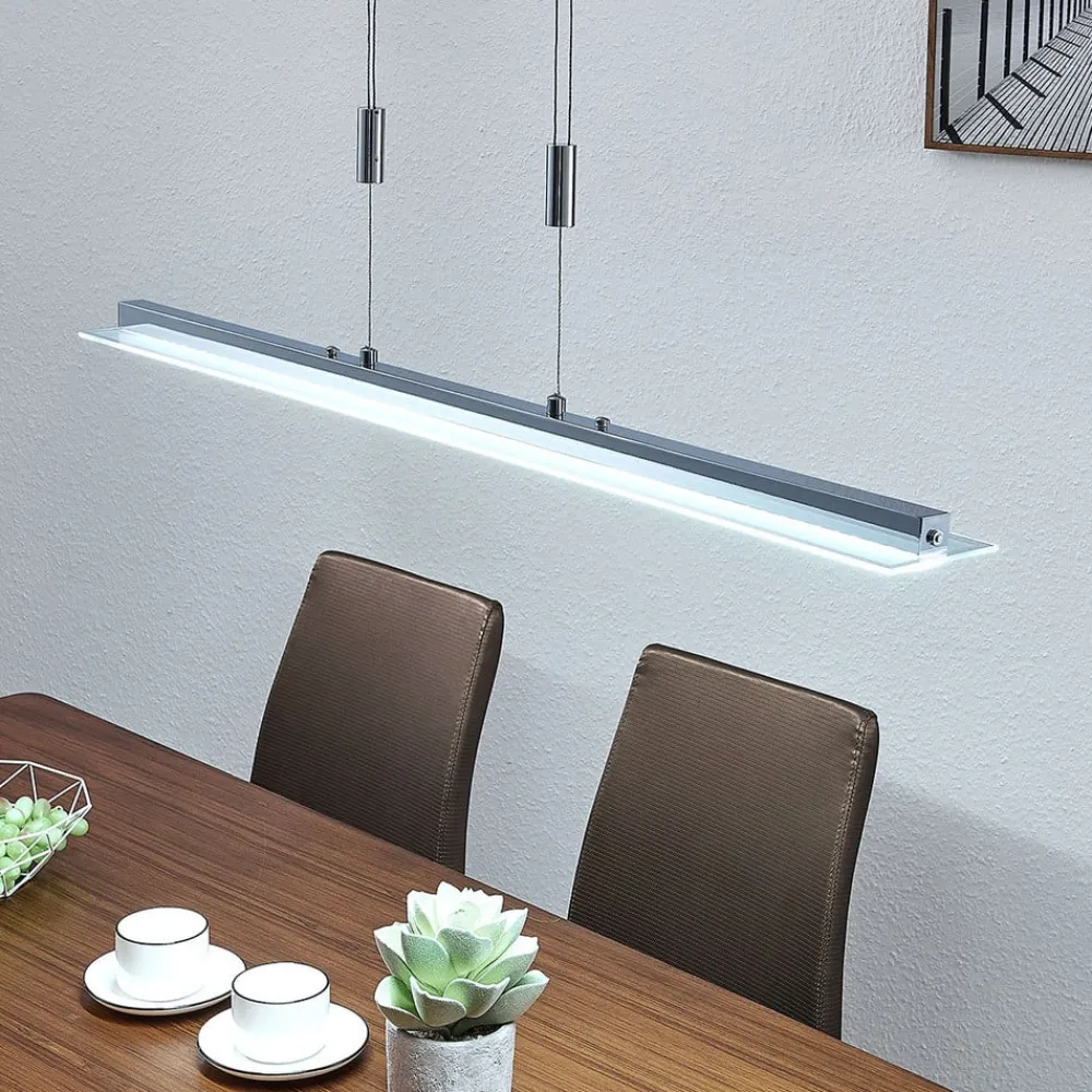 Arbejdsrum/Kontor|Pendellamper ^ Lindby LED-pendellampe Sladja, krom, glas, touchdæmper