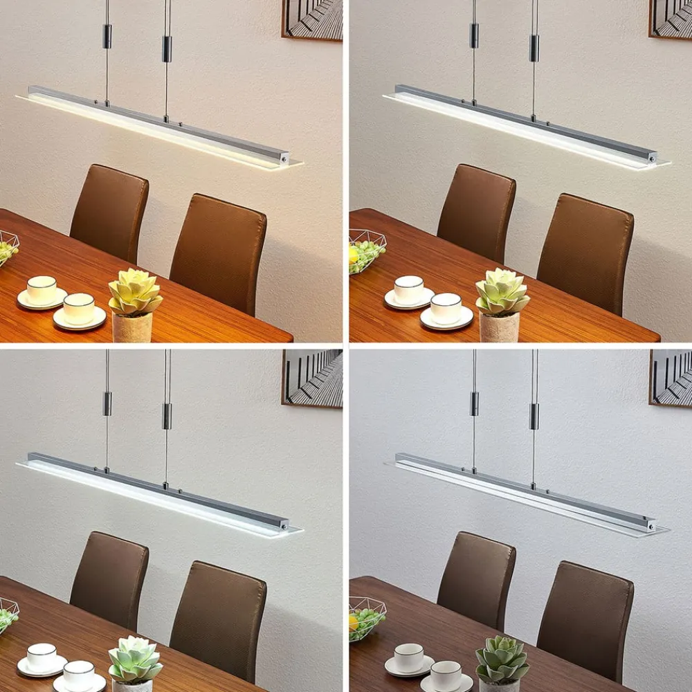 Arbejdsrum/Kontor|Pendellamper ^ Lindby LED-pendellampe Sladja, krom, glas, touchdæmper