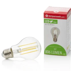 Filament Pære|Led Pærer ^ Lindby LED-pære, glødetråd, E27, 7W, klar, 2.700K