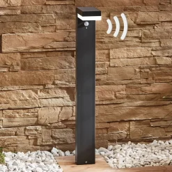 Solcelle Lampe Med Sensor|Gadebelysning Med Sensor ^ Lindby LED-pullert Chioma, antracit, sensor