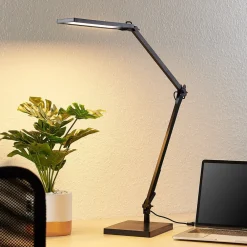 Lindby Arbejdsrum/Kontor|Bordlamper > LED-skrivebordslampe Antisa, sort, CCT, dæmpbar