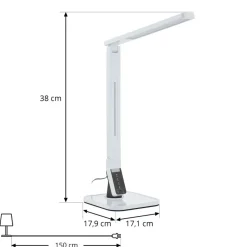 Lindby Arbejdsrum/Kontor|Bordlamper > LED-skrivebordslampe Eleni, hvid, CCT, dæmpbar