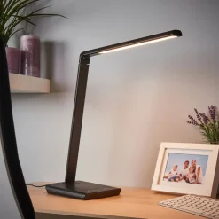 Arbejdsrum/Kontor|Bordlamper ^ Lindby LED-skrivebordslampe Kuno, sort, USB, touchdæmper