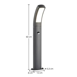 Lindby Sokkellamper Med Sensor|Gadebelysning Med Sensor > LED-sokkellampe Moshe, 60 cm, antracit, sensor