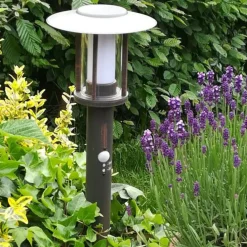 Lindby Sokkellamper Med Sensor|Terrassebelysning > LED-sokkellampe Pavlos, 55 cm, rustfarvet, sensor