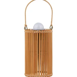 Dekorationsbelysning|Solcellelamper ^ Lindby LED-solcellebordlampe Amaria, bambus, Ø 12 cm