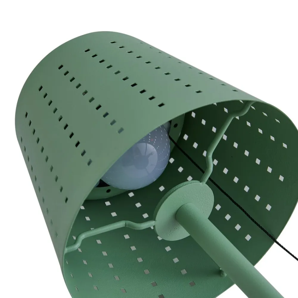 Lindby Dekorationsbelysning|Terrassebelysning > LED-solcellebordlampe Hilario, grøn, jern, genopladeligt batteri