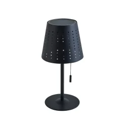 Lindby Dekorationsbelysning|Solcellelamper > LED-solcellebordlampe Hilario, sort, jern, genopladeligt batteri