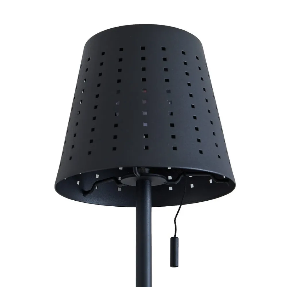 Lindby Dekorationsbelysning|Solcellelamper > LED-solcellebordlampe Hilario, sort, jern, genopladeligt batteri