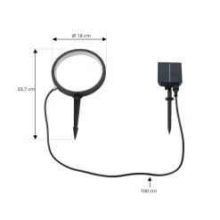 Lindby Dekorationsbelysning|Udendørs Spot > LED-solcellejordspyd Syrene, 18 cm, sort, aluminium