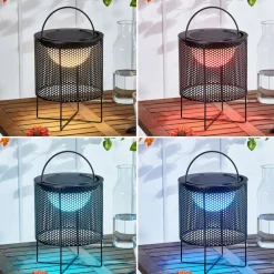 Dekorationsbelysning|Solcellelamper ^ Lindby LED-solcellelampe Achilleas, RGBW, sort