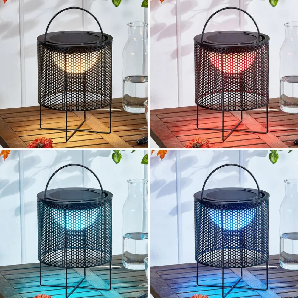 Dekorationsbelysning|Solcellelamper ^ Lindby LED-solcellelampe Achilleas, RGBW, sort