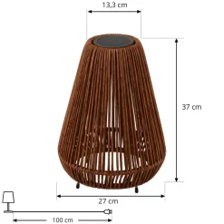 Dekorationsbelysning|Solcellelamper ^ Lindby LED-solcellelampe Amaria, rattan, mørk, Ø 27 cm