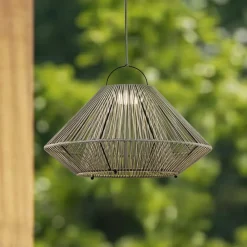 Lindby Udendørs Pendellamper|Solcellelamper > LED-solcellelampe Austas, grå, Ø 50 cm, USB, IP54