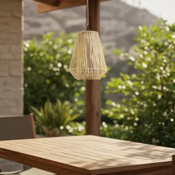 Lindby Udendørs Pendellamper|Solcellelamper > LED-solcellelampe Austas, beige, Ø 32 cm, USB, IP54
