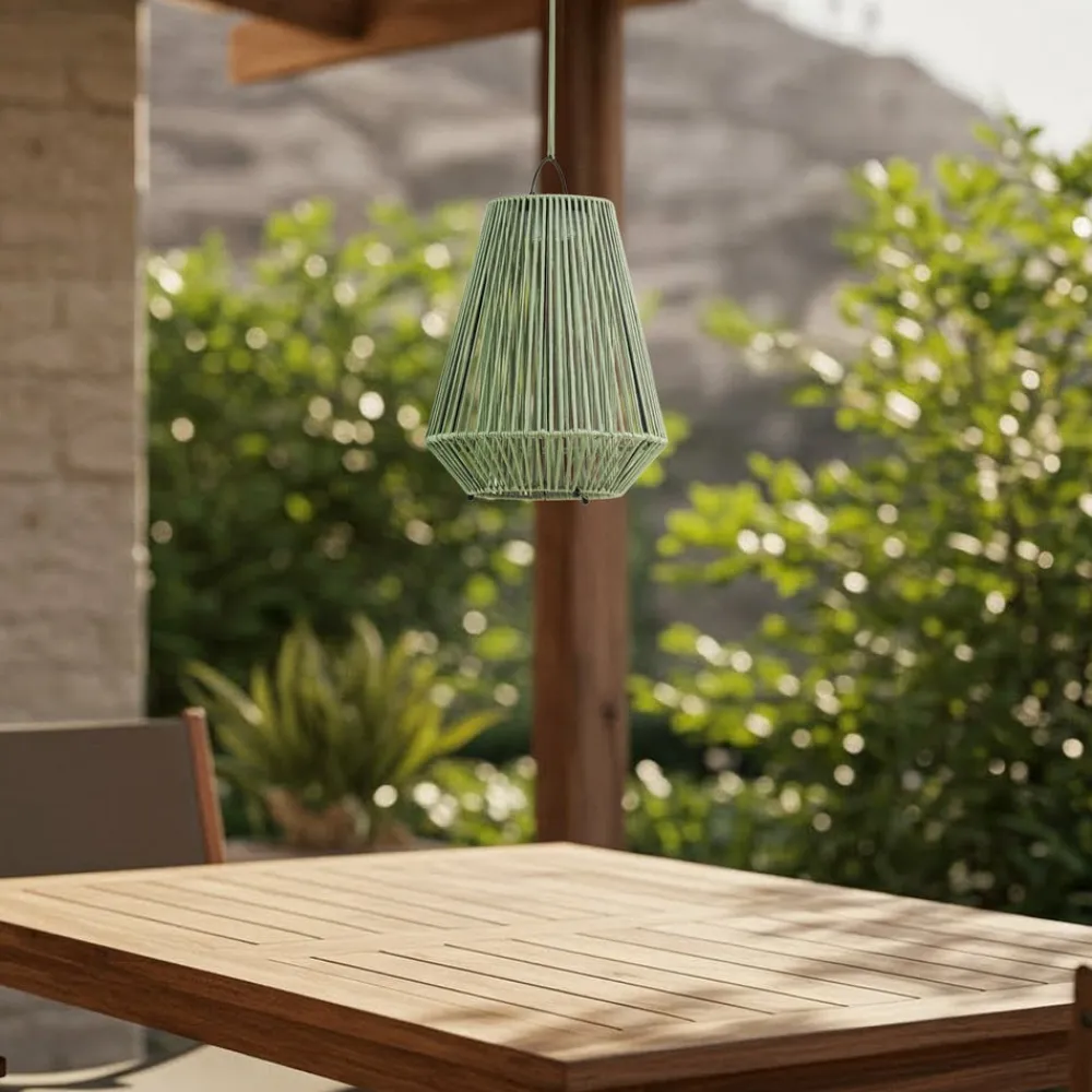 Udendørs Pendellamper|Solcellelamper ^ Lindby LED-solcellelampe Austas, grøn, Ø 32 cm, USB, IP54