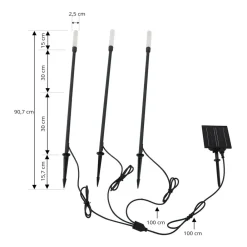 Lindby Dekorationsbelysning|Solcellelamper > LED-solcellelampe Balian, sæt med 3, sort, aluminium, 3000K