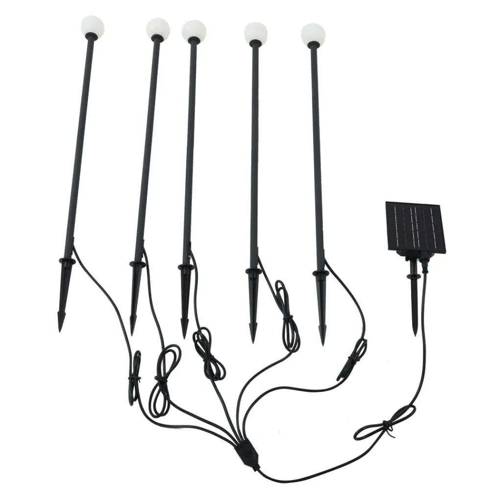 Lindby Solcellelamper|Udendørs Spot > LED-solcellelampe Freydis, sæt med 5, sort, 2.000 K