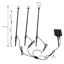Lindby Dekorationsbelysning|Solcellelamper > LED-solcellelampe Freydis, sæt med 3, sort, 2.000 K