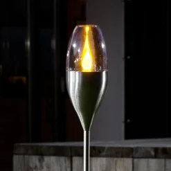 Dekorationsbelysning|Solcellelamper ^ Lindby LED-solcellelampe Jari, højde 122 cm, stål, klar