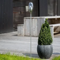 Dekorationsbelysning|Solcellelamper ^ Lindby LED-solcellelampe Jari, højde 122 cm, stål, klar