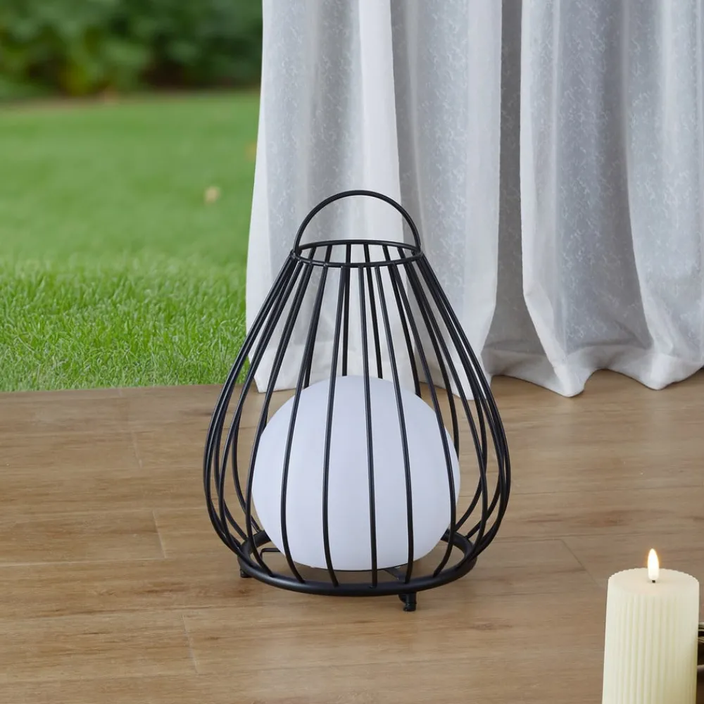 Lindby Dekorationsbelysning|Solcellelamper > LED-solcellelampe Kelda, sort, metal, 38 cm, dæmpbar.
