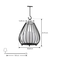 Lindby Dekorationsbelysning|Solcellelamper > LED-solcellelampe Kelda, sort, metal, 38 cm, dæmpbar.