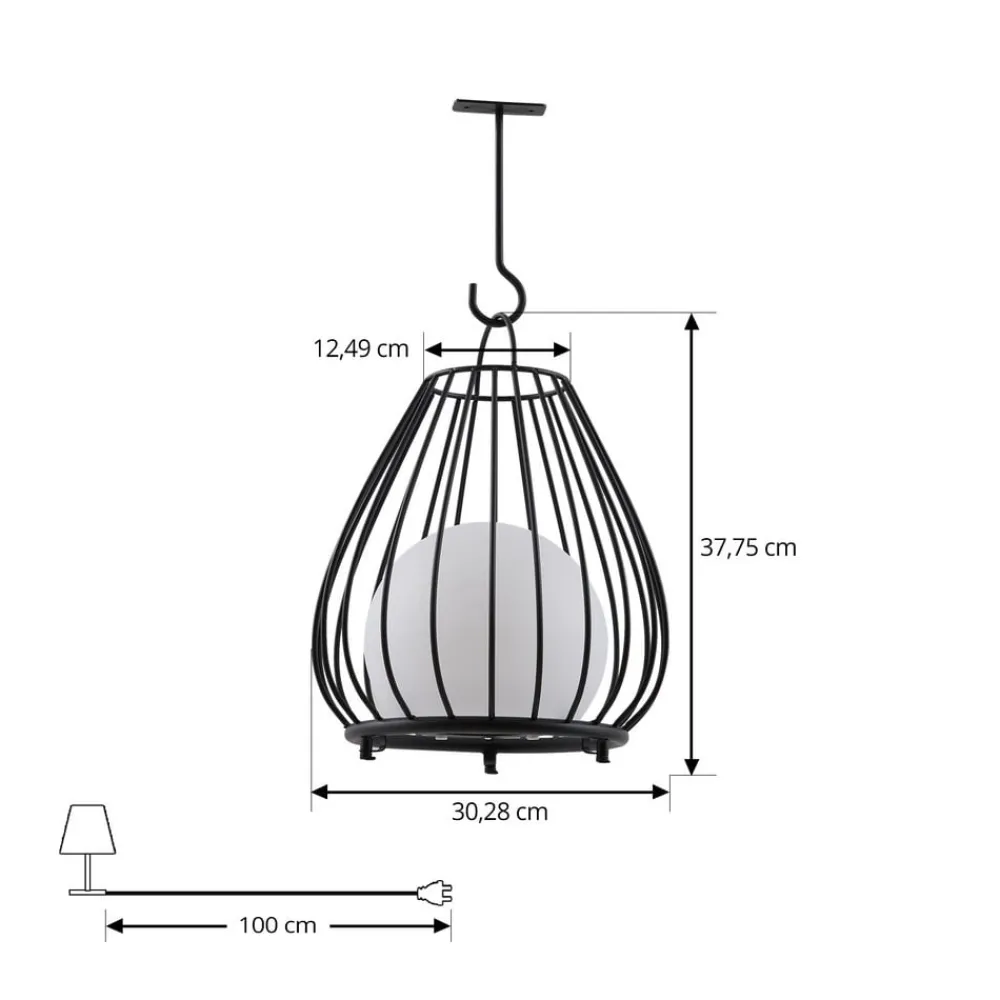 Lindby Dekorationsbelysning|Solcellelamper > LED-solcellelampe Kelda, sort, metal, 38 cm, dæmpbar.