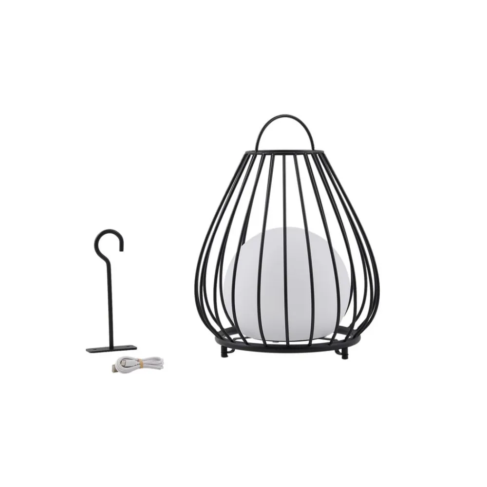 Lindby Dekorationsbelysning|Solcellelamper > LED-solcellelampe Kelda, sort, metal, 38 cm, dæmpbar.