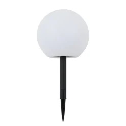 Lindby Dekorationsbelysning|Solcellelamper > LED-solcellelampe Lago, Ø 25 cm, kugle, jordspyd, hvid