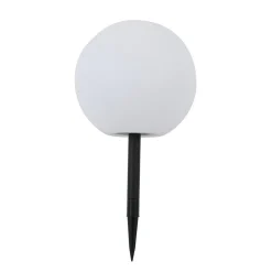 Dekorationsbelysning|Solcellelamper ^ Lindby LED-solcellelampe Lago, Ø 30 cm, kugle, jordspyd, hvid